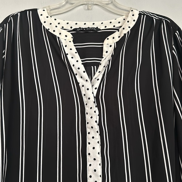 Zac & Rachel women black & off-white striped & polkadot button down shirt - Picture 3 of 13